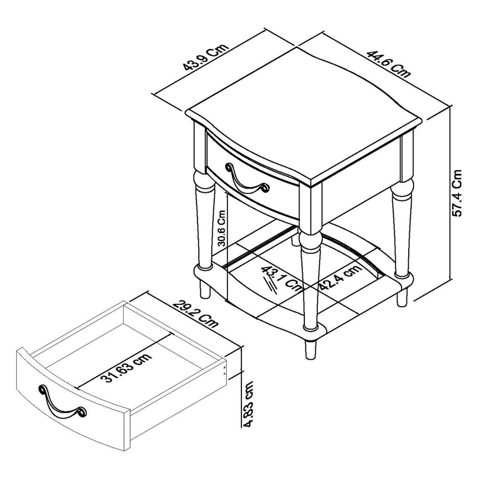 Montreux Lamp Table with Drawer - Grey Washed, Oak