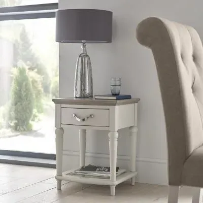 Montreux Lamp Table with Drawer - Grey Washed, Oak image