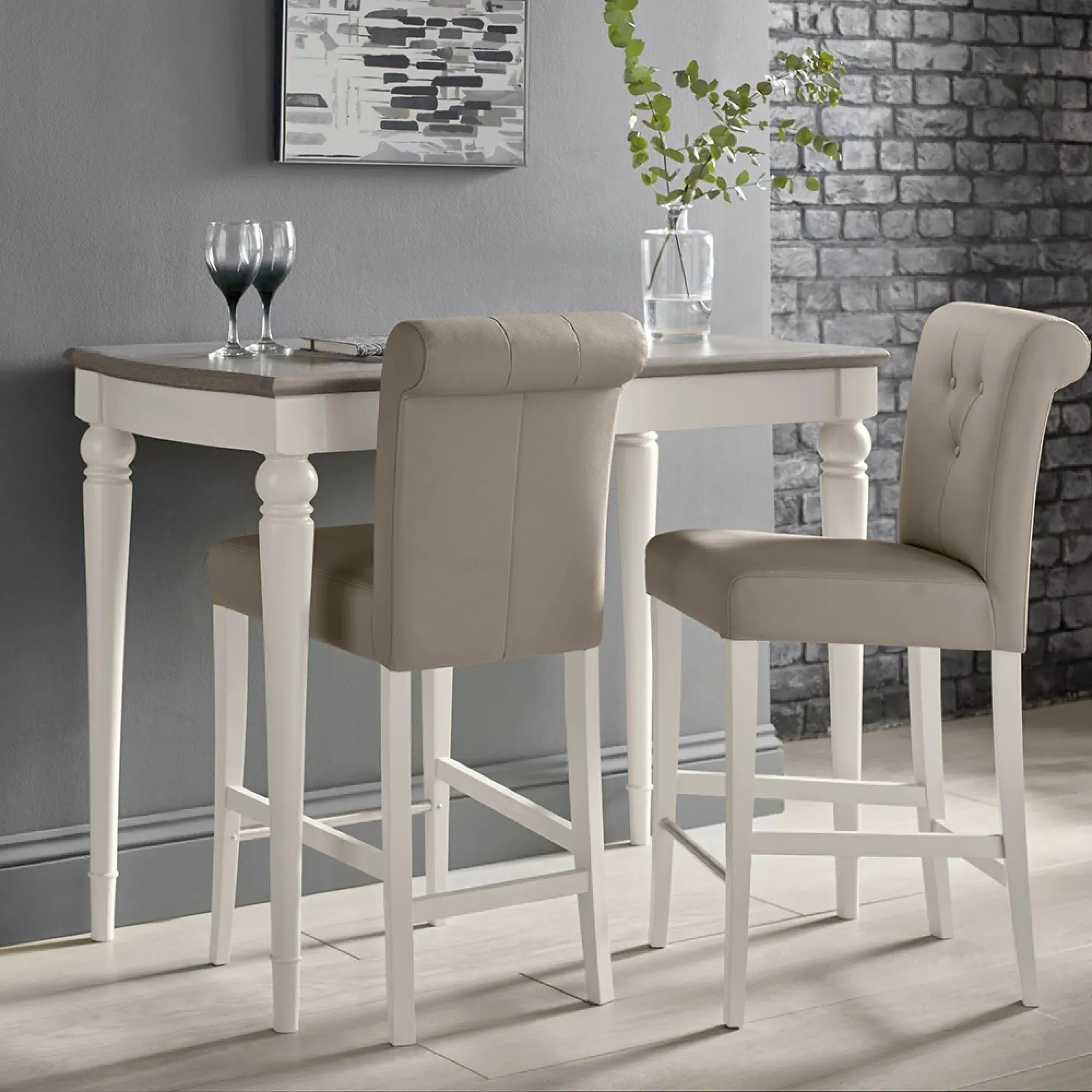 Montreux Upholstered Bar Stool - Grey, Bonded Leather