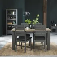 Oakham 4-6 Seater Extending Dining Set with Chairs - Dark Grey