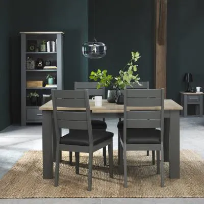 Oakham 4-6 Seater Extending Dining Set with Chairs - Dark Grey