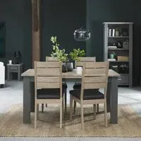 Oakham 4-6 Seater Extending Dining Set with Oak Chairs - Dark Grey