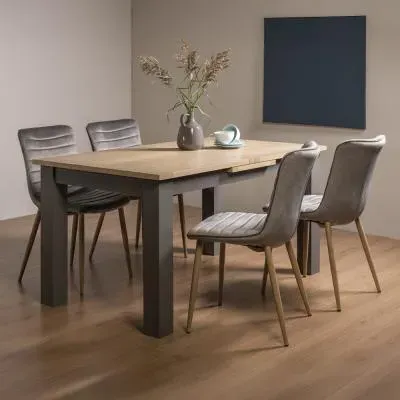 Oakham 4-6 Seater Extending Dining Table with 4 Chairs - Grey, Oak image