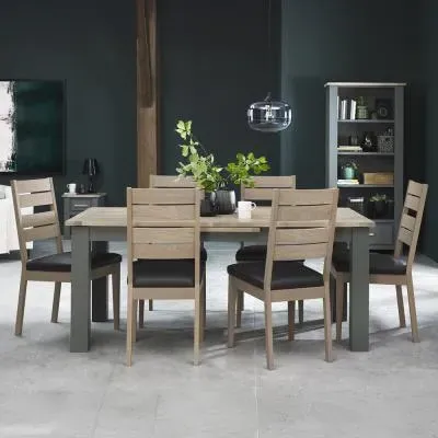 Oakham 6-8 Seater Extending Dining Set - Dark Grey, Oak