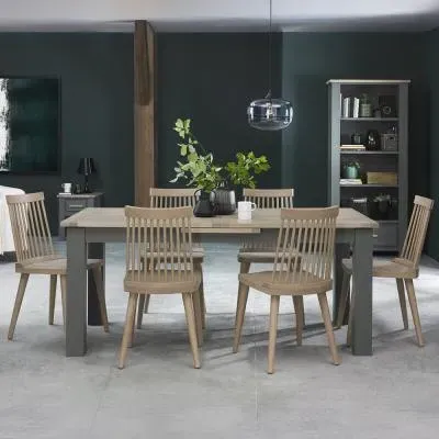 Oakham 6-8 Seater Extending Dining Set with Spindle Chairs - Oak image