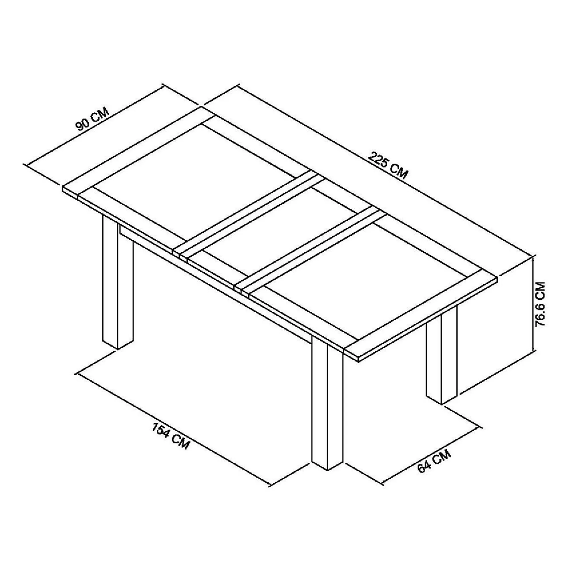 Oakham 8 Seater Extending Dining Table - Dark Grey, Scandi Oak