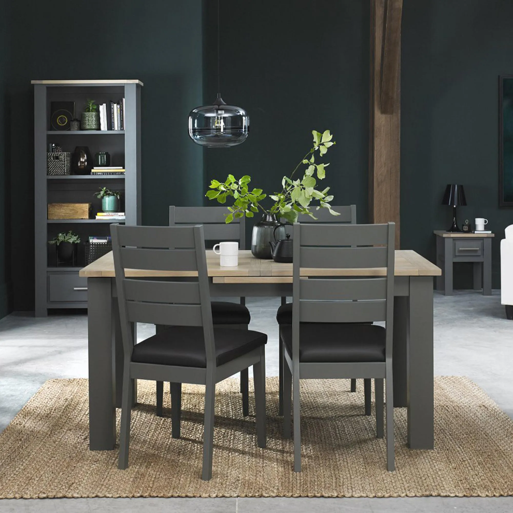 Oakham Dining Chair - Dark Grey, Bonded Leather