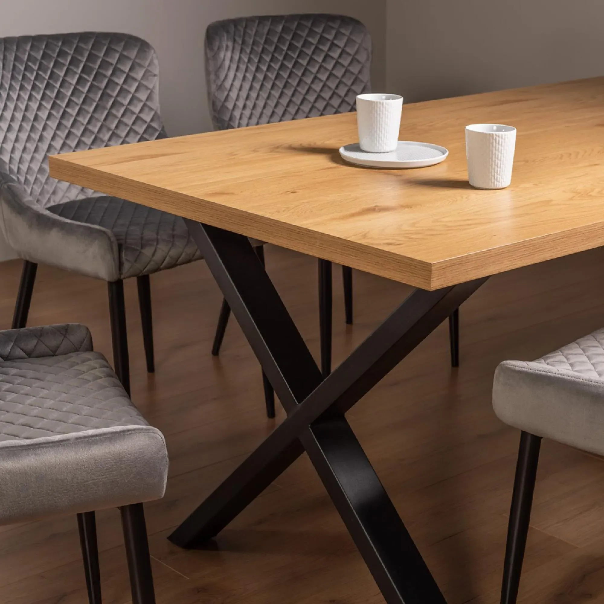 Ramsay 6-Seater Dining Set with Cezanne Chairs - Oak, Grey