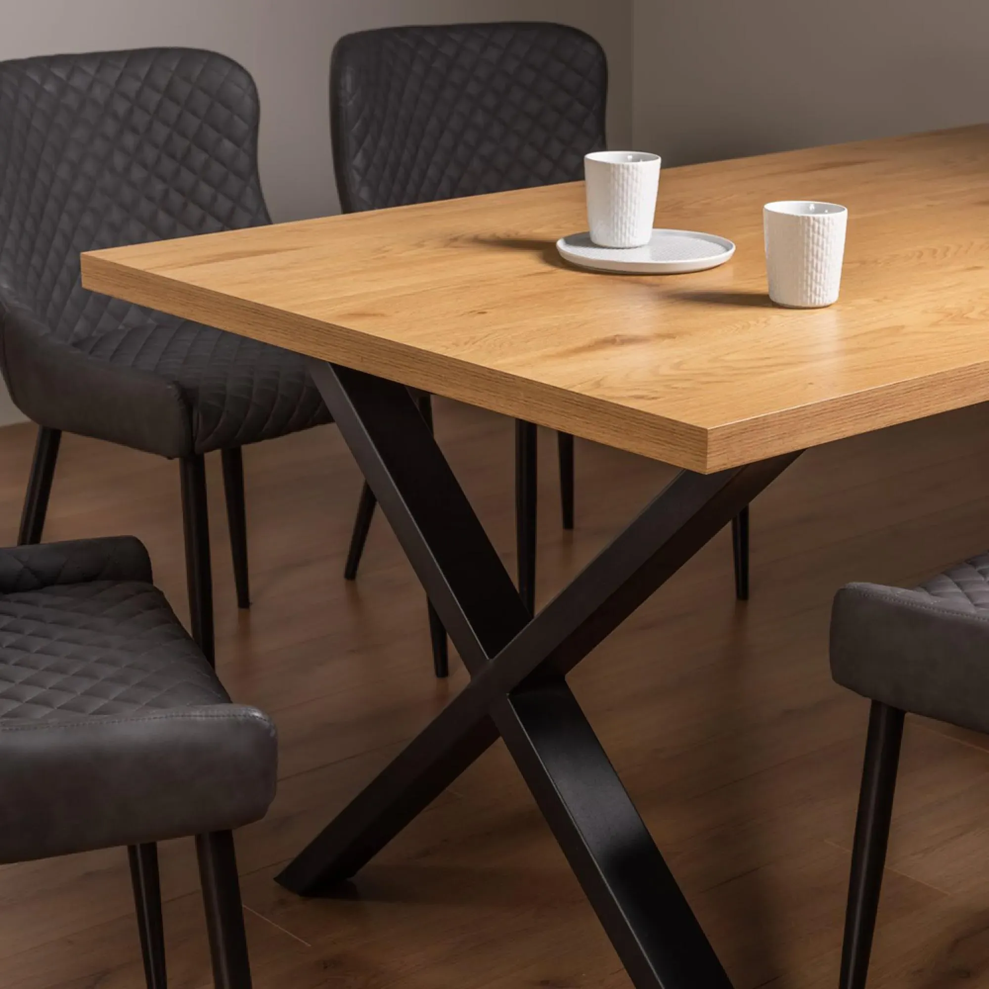 Ramsay 6-Seater Dining Set with Cezanne Chairs - Oak, Leather