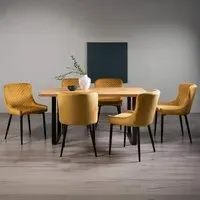 Ramsay 6 Seater Dining Set with Cezanne Chairs - Oak, Velvet