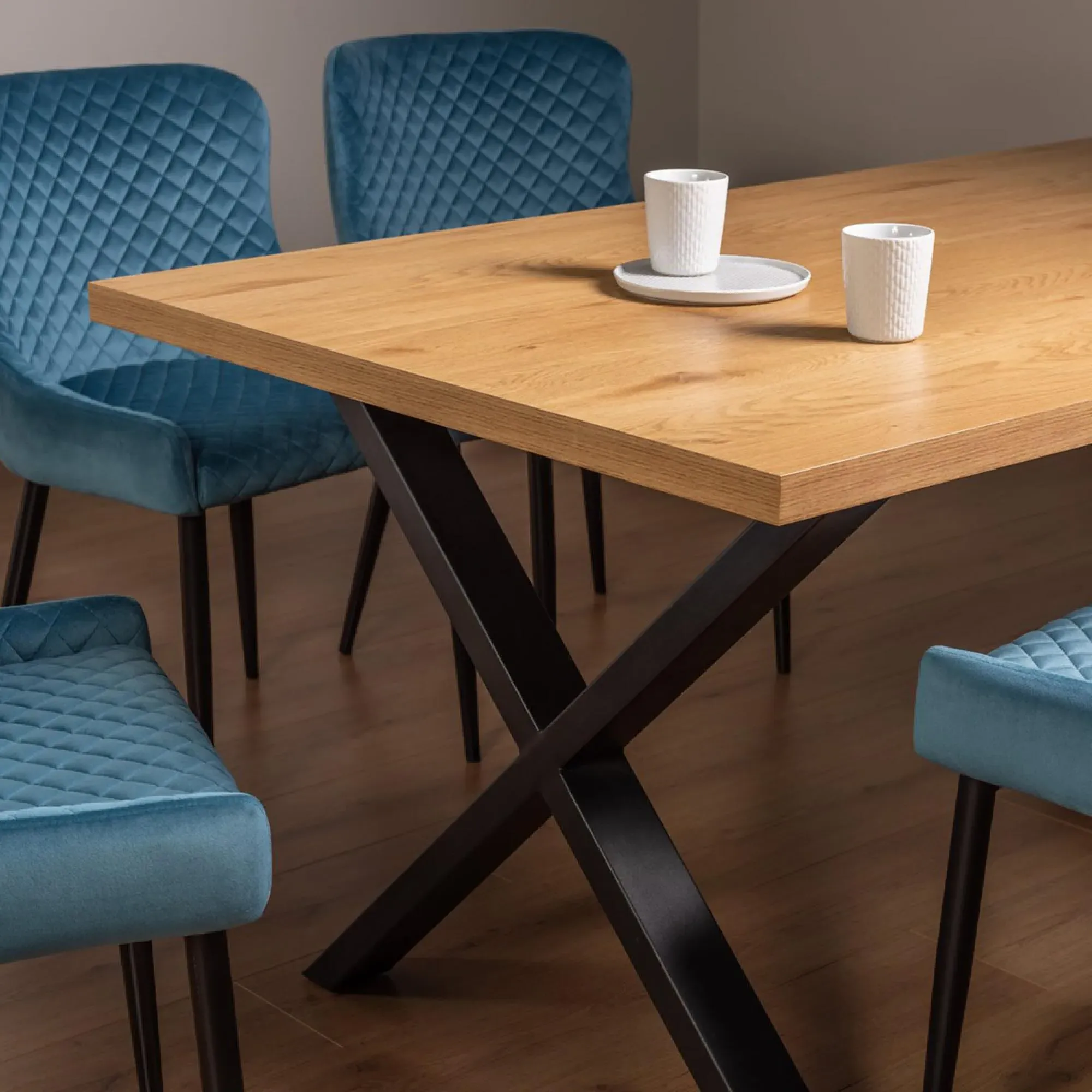 Ramsay 6-Seater Dining Set with Cezanne Chairs - Oak, Velvet