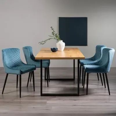 Ramsay 6 Seater Dining Set with Cezanne Chairs - Oak, Velvet