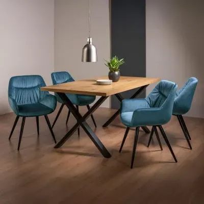 Ramsay 6-Seater Dining Set with Dali Chairs - Oak, Blue