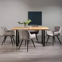 Ramsay 6 Seater Dining Set with Dali Chairs - Oak, Velvet