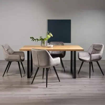 Ramsay 6 Seater Dining Set with Dali Chairs - Oak, Velvet