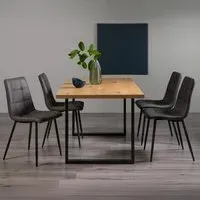 Ramsay 6 Seater Dining Set with Mondrian Chairs - Oak, Leather