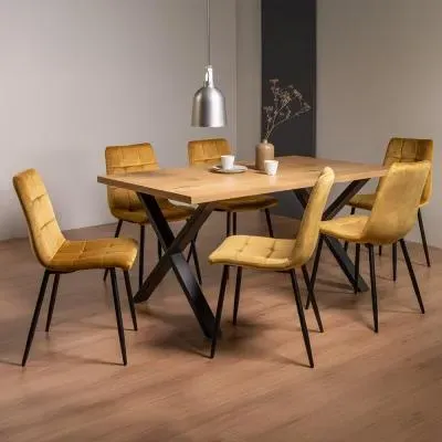 Ramsay 6-Seater Dining Set with Mondrian Chairs - Oak, Mustard