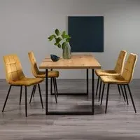 Ramsay 6 Seater Dining Set with Mondrian Chairs - Oak, Velvet