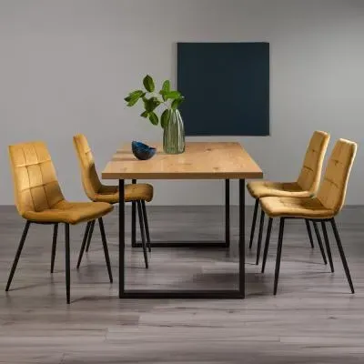 Ramsay 6 Seater Dining Set with Mondrian Chairs - Oak, Velvet