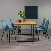 Ramsay 6 Seater Dining Set with Mondrian Chairs - Oak, Velvet