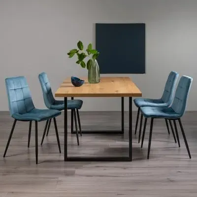 Ramsay 6 Seater Dining Set with Mondrian Chairs - Oak, Velvet