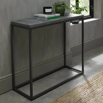 Renzo Narrow Console Table - Zinc, Dark Grey
