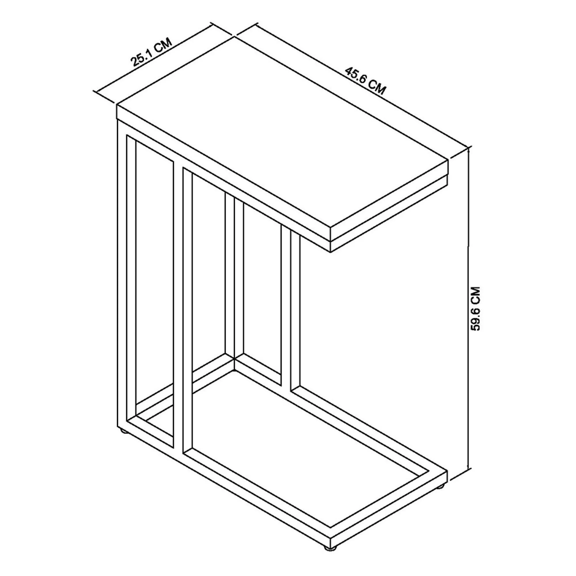 Renzo Narrow Side Table - Zinc, Dark Grey