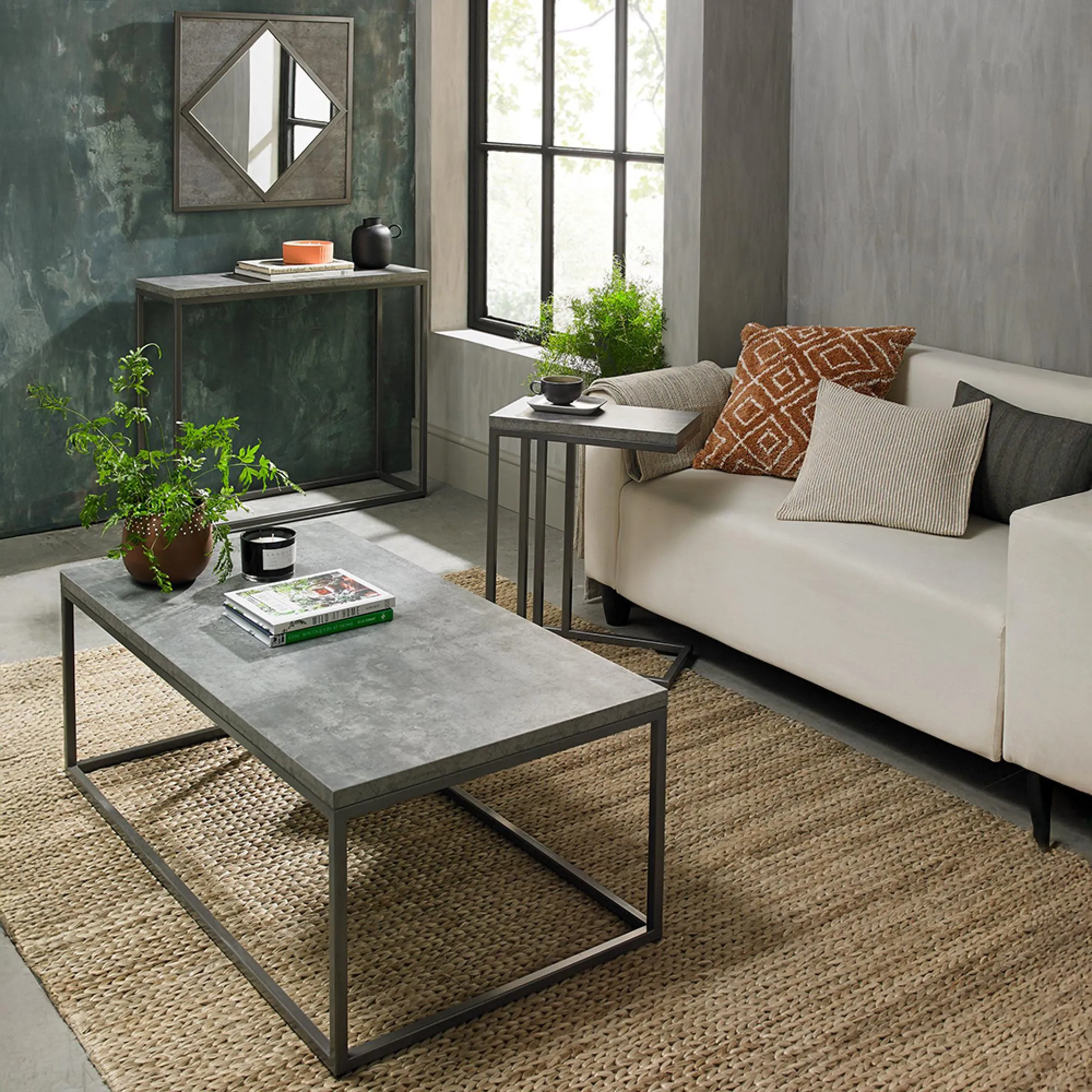 Renzo Square Wall Mirror - Zinc, Dark Grey