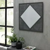 Renzo Square Wall Mirror - Zinc, Dark Grey