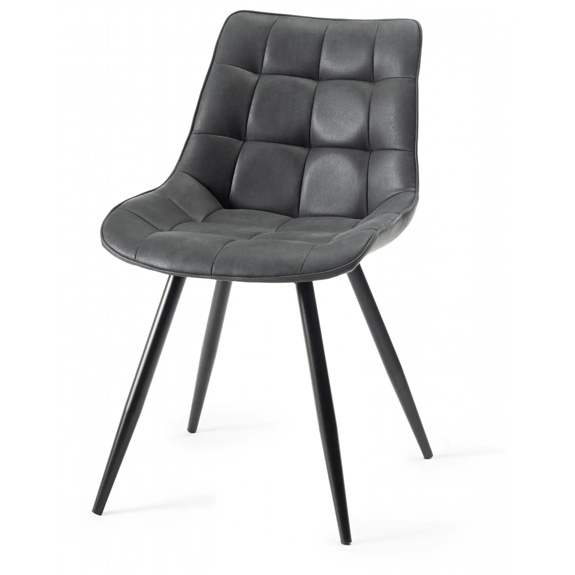 Seurat Dining Chair - Dark Grey, Faux Suede