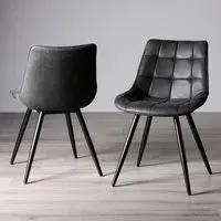 Seurat Dining Chair - Dark Grey, Faux Suede