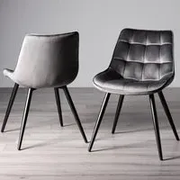 Seurat Dining Chair - Grey, Velvet