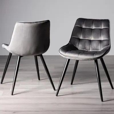 Seurat Dining Chair - Grey, Velvet