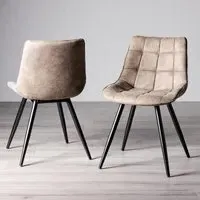 Seurat Dining Chair - Tan, Faux Suede