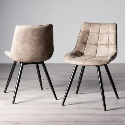 Seurat Dining Chair - Tan, Faux Suede