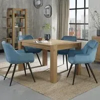 Turin 4-6 Seater Extendable Dining Set with Dali Chairs - Light Oak