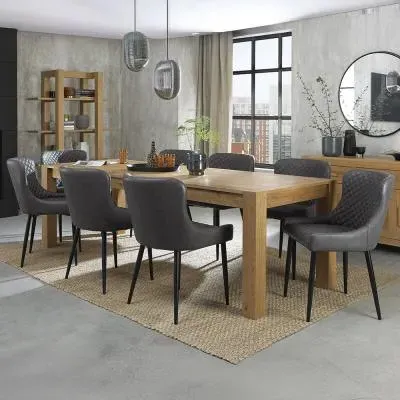 Turin 6-10 Seater Extendable Dining Set with 8 Cezanne Chairs - Light Oak