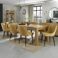Turin 6-10 Seater Extendable Dining Set with 8 Cezanne Chairs - Light Oak