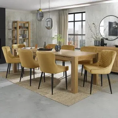 Turin 6-10 Seater Extendable Dining Set with 8 Cezanne Chairs - Light Oak