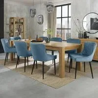 Turin 6-10 Seater Extendable Dining Set with 8 Cezanne Chairs - Light Oak