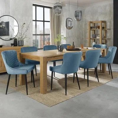 Turin 6-10 Seater Extendable Dining Set with 8 Cezanne Chairs - Light Oak image