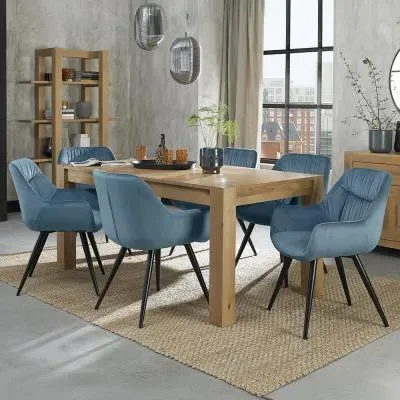 Turin 6-8 Seater Extendable Dining Set with Dali Chairs - Light Oak