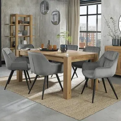 Turin 6-8 Seater Extendable Dining Set with Dali Chairs - Light Oak