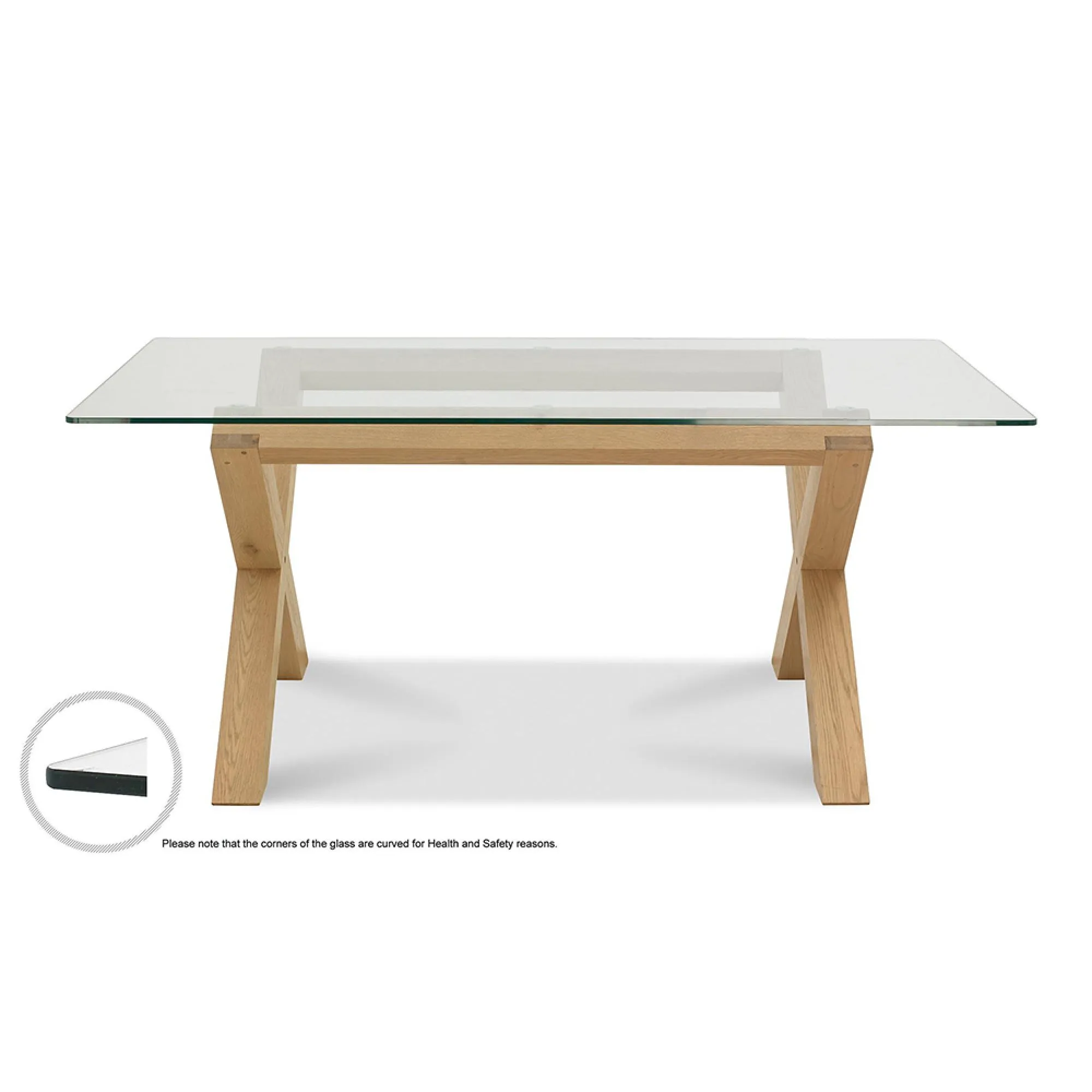 Turin 6 Seater Dining Table - Light Oak, Glass