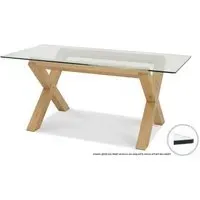 Turin 6 Seater Dining Table - Light Oak, Glass