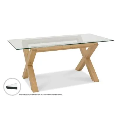 Turin 6 Seater Dining Table - Light Oak, Glass image