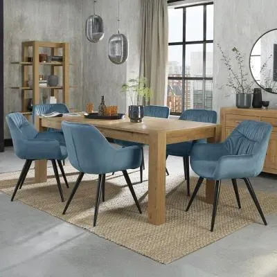 Turin 8-Seater Extendable Dining Set with Dali Chairs - Light Oak