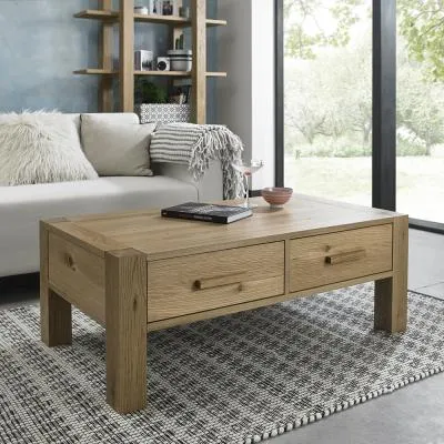 Turin Coffee Table with Drawers - Light Oak image