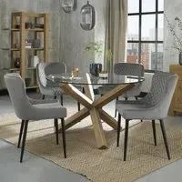 Turin Glass 4-Seater Dining Set with Cezanne Chairs - Oak, Glass