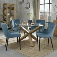 Turin Glass 4-Seater Dining Set with Cezanne Chairs - Oak, Glass
